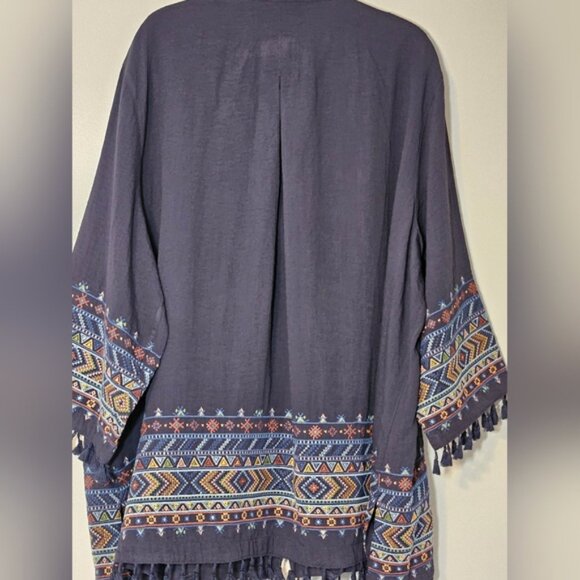 John Mark Indian Summer Embroidered Tunic Style Blouse,  Button Front Sz 2XL - Picture 3 of 12